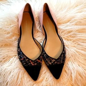 Anthropologie pink and black flats